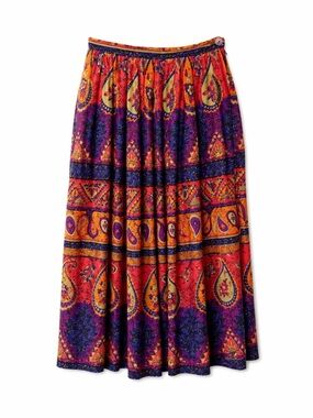 Vintage Russ Petites Paisley Midi Skirt Boho 90s Cottagecore Festival-Size‎ 8